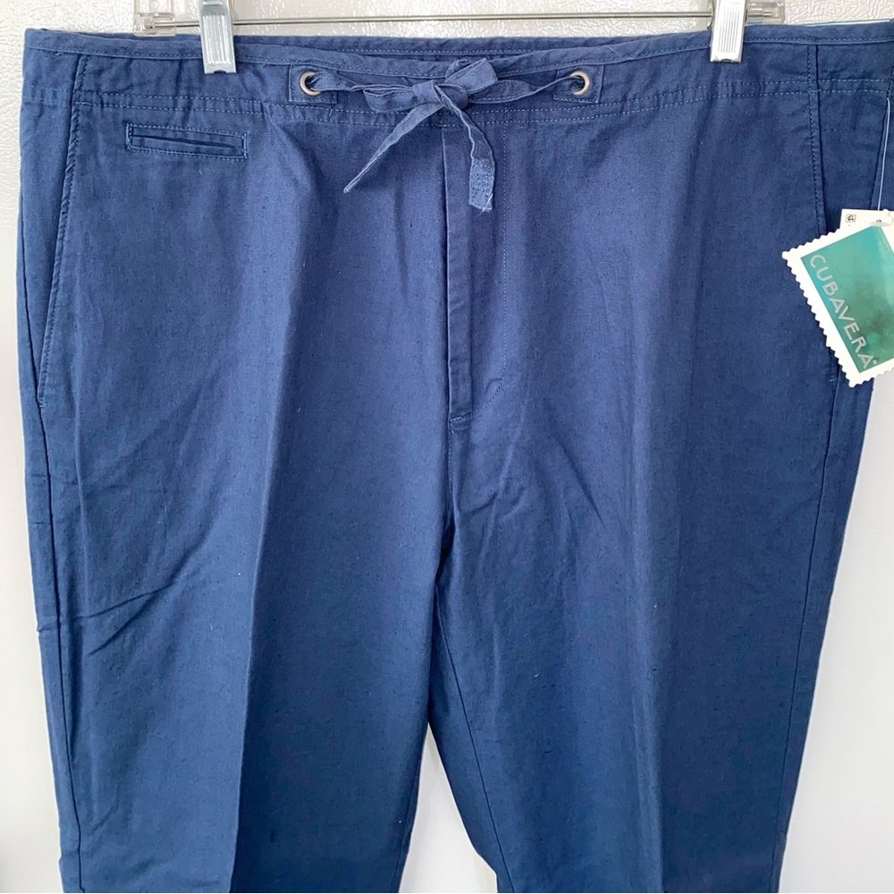 New! Men’s Cubavera Blue Linen Drawstring Chino Pants Sz 36x32